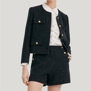 GOELIA ELEGANT TWEED JACKET AND SHORTS SET